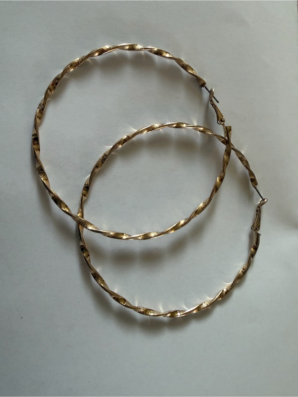 Gold Twisted Hoop Earrings-size large